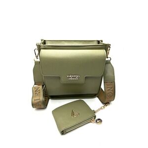 $279 NWOT Valentino Orlandi Olive Green Leather Crossbody Bag w/ Matching Wallet